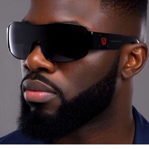 Fashion Men's Square‎ Style Sunglasses Silver Black Sport Shades,Black/Red